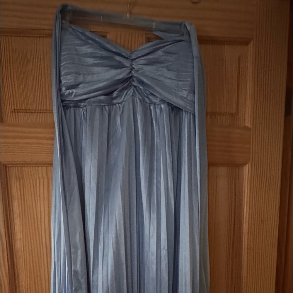 & Other Stories Strapless Light Blue Dress